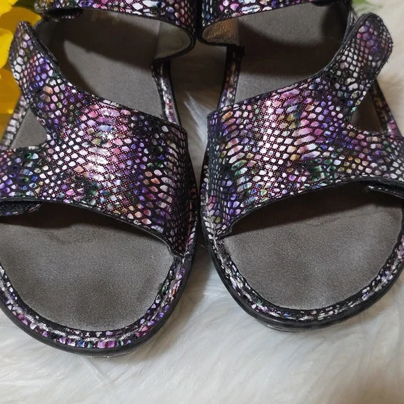 Alegria Multicolor Snake Print Sandals - Picture 3 of 12